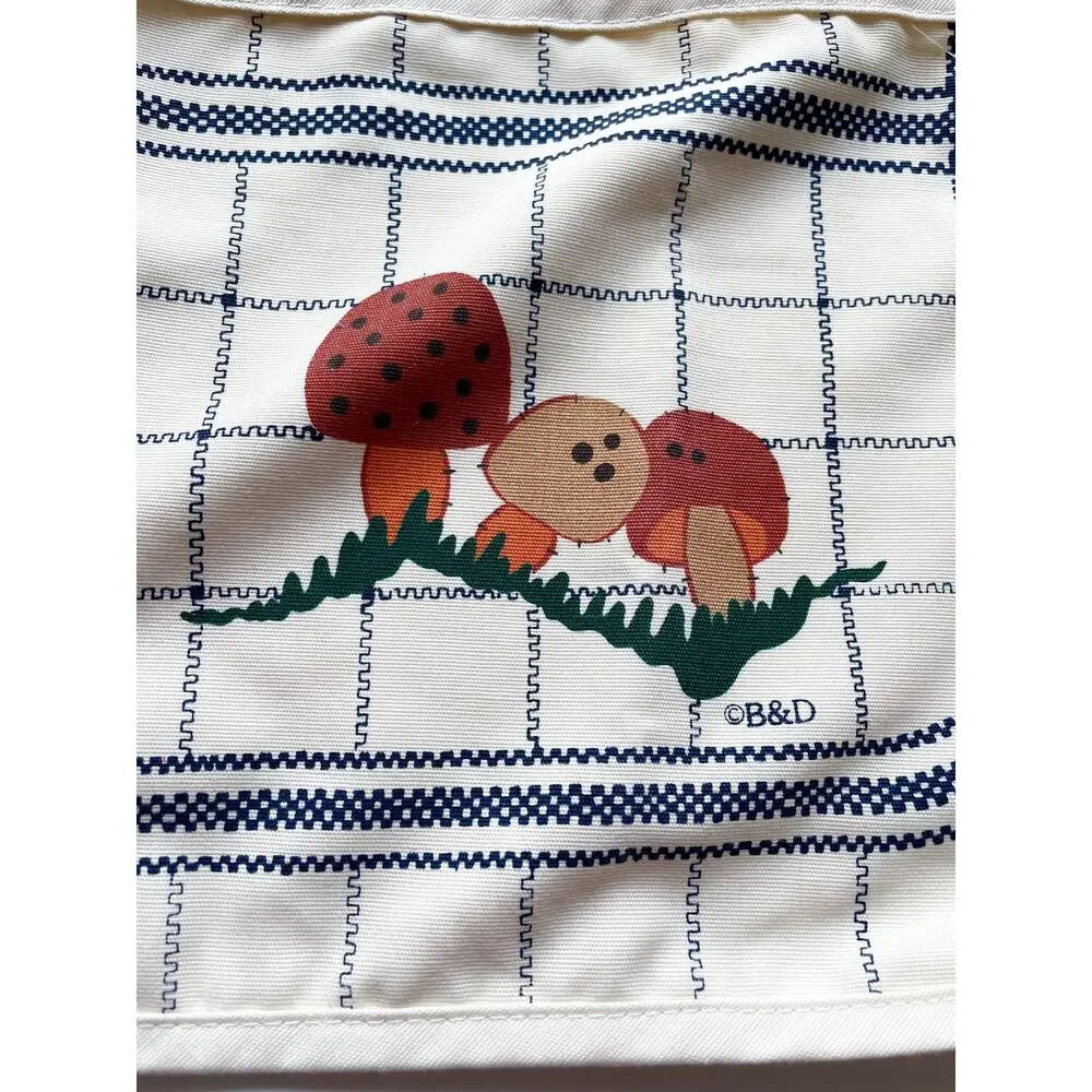 Vintage 1970s Mushroom Kitchen Half Apron